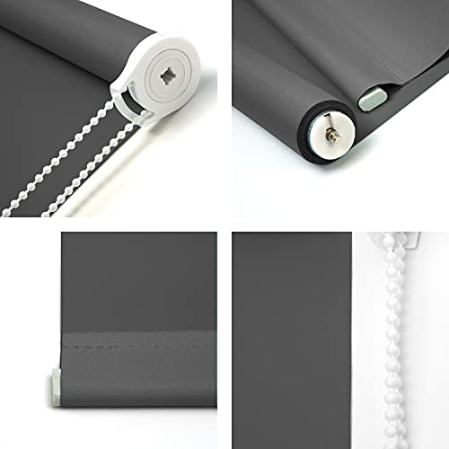 NUTRO CHILL Window Roller Shades Blinds, 100% Blackout Gray Roller Blinds Quick Installation Roller Shades Blackout for Bedroom - Image 2