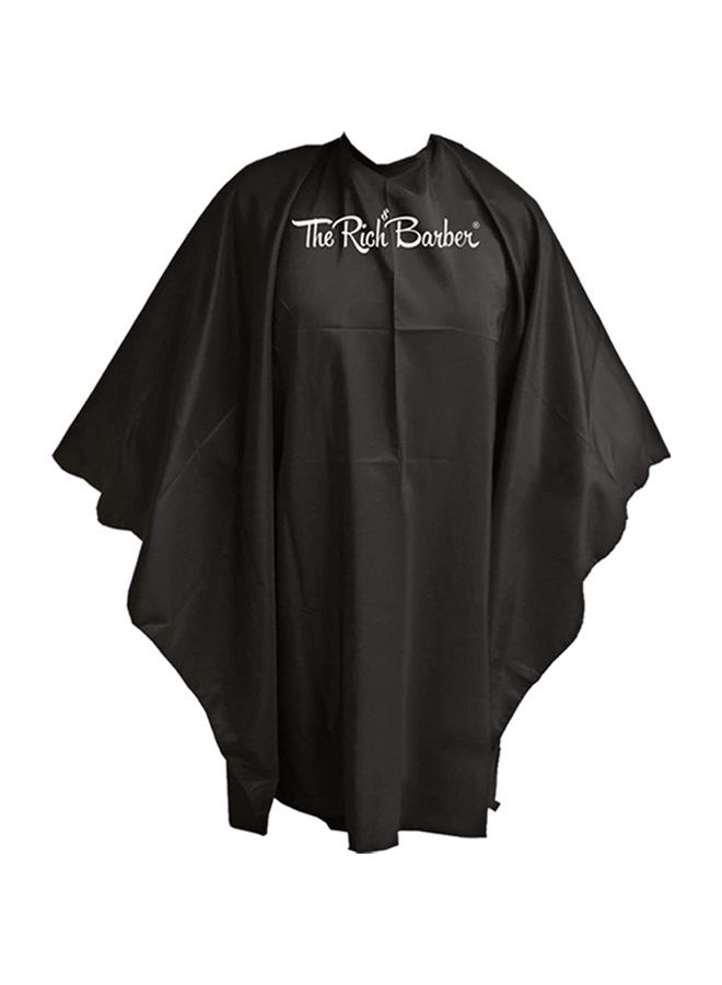 The Rich Barber 360 Barber Cape - Lightweight Professional Hair Cutting Apron - Water Resistant Cloth Haircut Gown - Universal Fit for All Neck Sizes (Black)  - Image 1