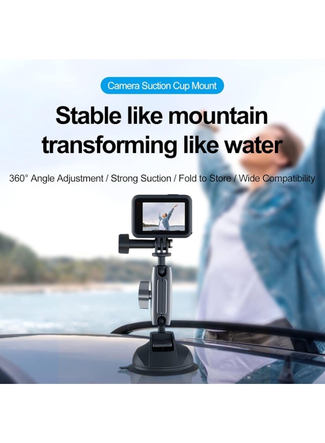 TELESIN حامل كوب شفط من سبائك الألمنيوم مع رأس كروي مزدوج برغي 1/4 بوصة بديل لكاميرا GoPro 10 9 وكاميرا الحركة ILDC والهاتف الذكي - Image 4