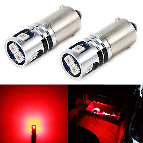 PHINLION 57 BA9 BA9S LED Red Bulbs, Super Bright 12V 53 1816 1893 1889 H5W H10W Car LED Replacement for Interior Dome Map Reading Courtesy License Plate Instrument Panel Lights - Image 1
