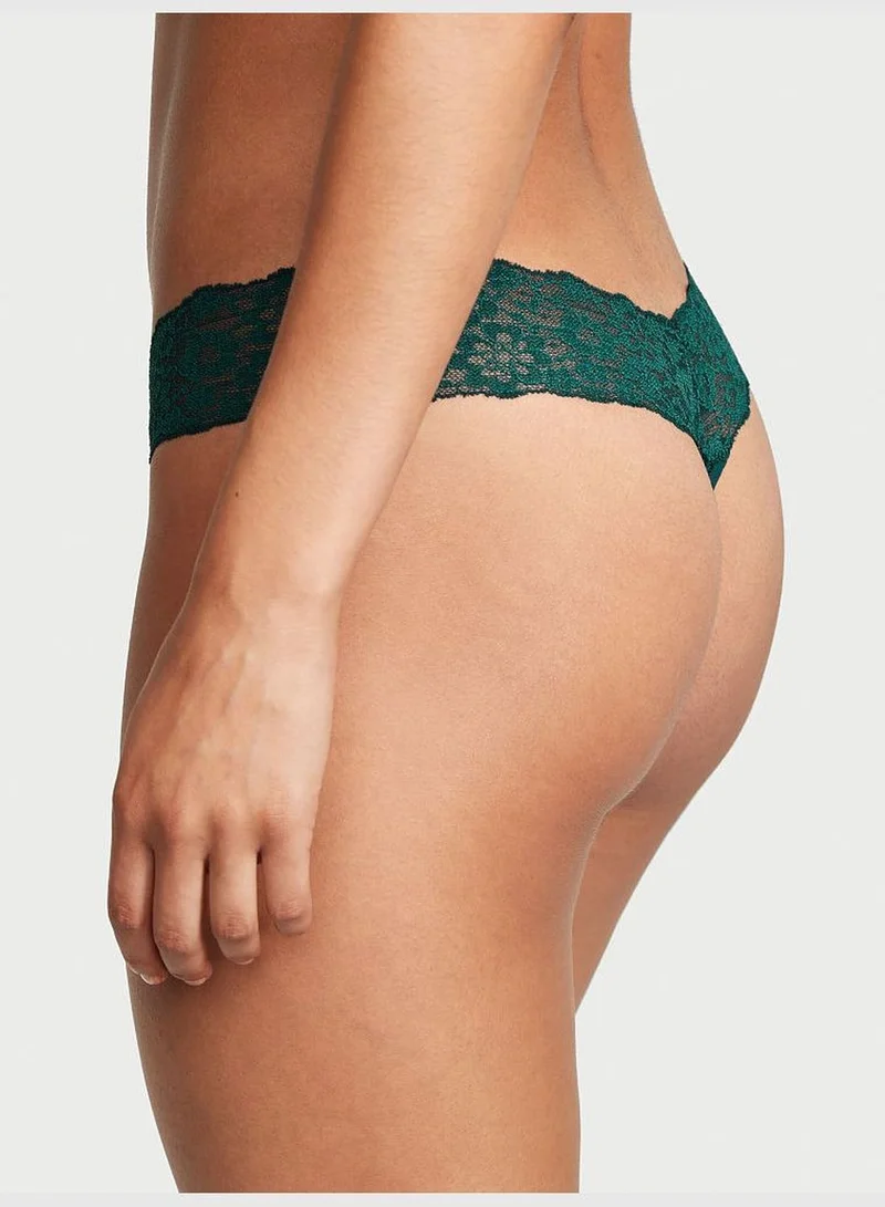 Victoria's Secret Posey Lace Waist Cotton Thong Panty