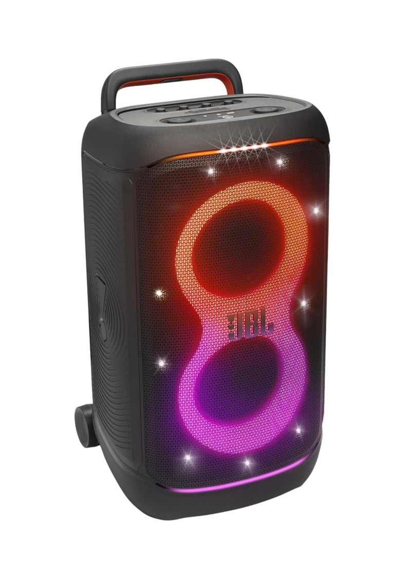 جي بي إل مكبر صوت JBL PartyBox 520 المحمول بلوتوث مع تعزيز الصوت الذكي، 400 واط صوت قوي، عرض ضوئي ديناميكي، 15 ساعة وقت تشغيل، مدخلات ميكروفون وجيتار، مقاوم للماء IPX4، مقبض تلسكوبي وعجلات - أسود - Image 1
