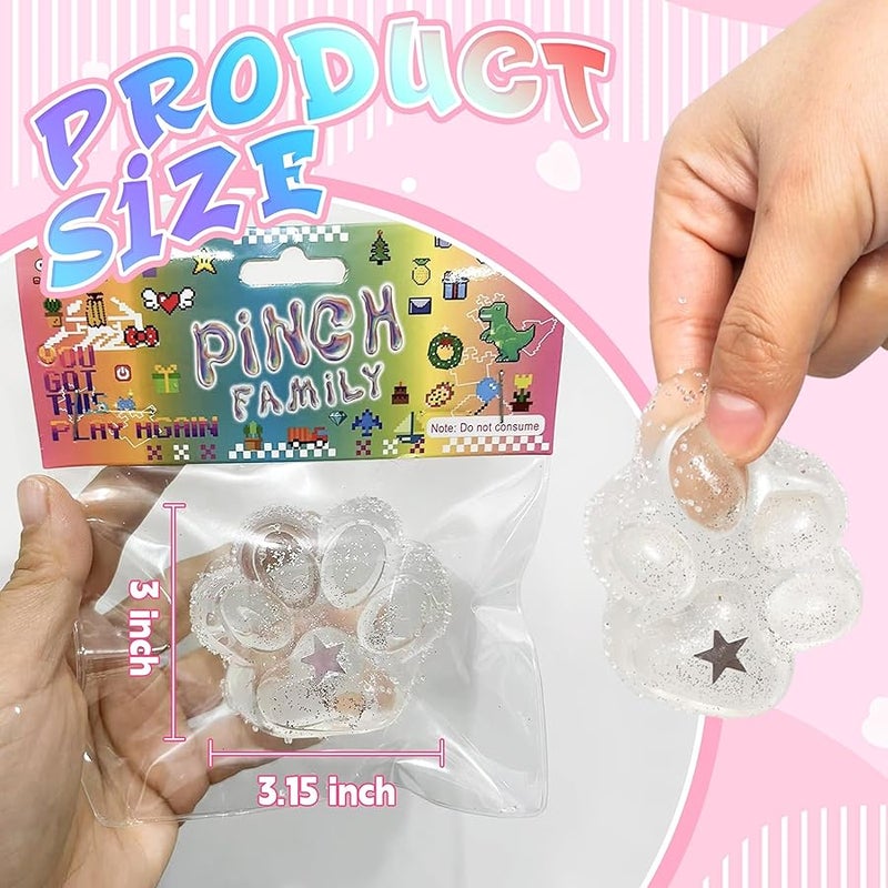 JIACAI 2pcs Squishy Paw, Cat Paw Squeeze Toys,Cute Fufu Toys, Fidget Toys for Stress Relief, Novelty Cute Things Sticky Mochi Toys - Image 2