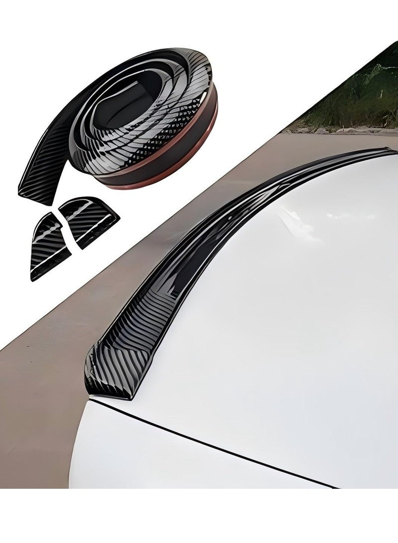 Generic 1.5M Car Bumper Strip Carbon Fiber Rubber Rear Spoiler Wing 45mm Width Universal Exterior Rear Spoiler Kit - Image 1