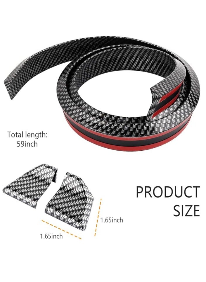 Generic 1.5M Car Bumper Strip Carbon Fiber Rubber Rear Spoiler Wing 45mm Width Universal Exterior Rear Spoiler Kit - Image 3