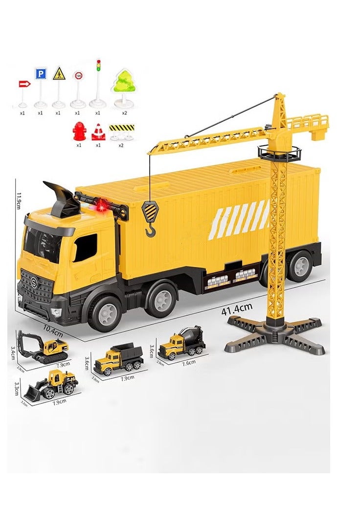 FLYHSO Construction Toys Truck Crane for Kids Truck Race Track Kids Toy Eject Car Set Excavator Bulldozer Dump Trucks Cement Truck Vehicle Birthday 2+ 3 4 5 6 7 8 Years Old Boy Girl Gift - Image 5