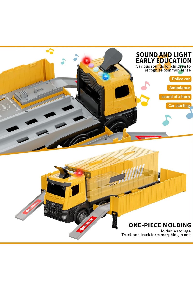 FLYHSO Construction Toys Truck Crane for Kids Truck Race Track Kids Toy Eject Car Set Excavator Bulldozer Dump Trucks Cement Truck Vehicle Birthday 2+ 3 4 5 6 7 8 Years Old Boy Girl Gift - Image 3