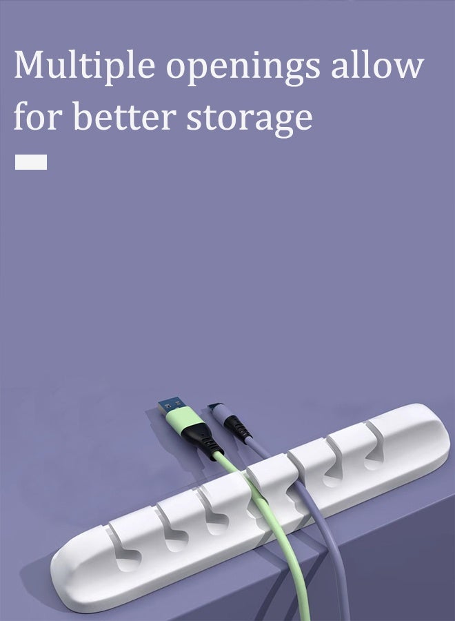 Cable Organizer Clips Cord Holder, 6 Pack Self Adhesive Cable Management for USB Cable/Power Cord/Wire, Car and Desk, Home and Office [7-5-3 Slots, Black]&[7-5-3 Slots, white] - Image 2