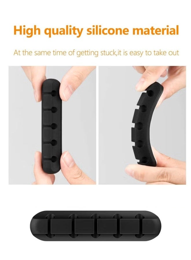 Cable Organizer Clips Cord Holder, 6 Pack Self Adhesive Cable Management for USB Cable/Power Cord/Wire, Car and Desk, Home and Office [7-5-3 Slots, Black]&[7-5-3 Slots, white] - Image 3