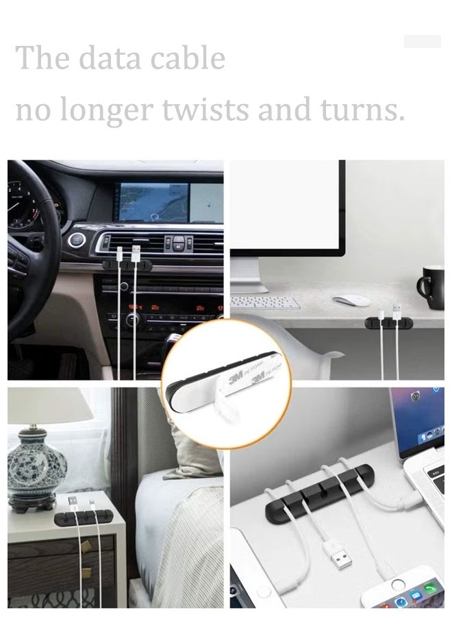 Cable Organizer Clips Cord Holder, 6 Pack Self Adhesive Cable Management for USB Cable/Power Cord/Wire, Car and Desk, Home and Office [7-5-3 Slots, Black]&[7-5-3 Slots, white] - Image 4