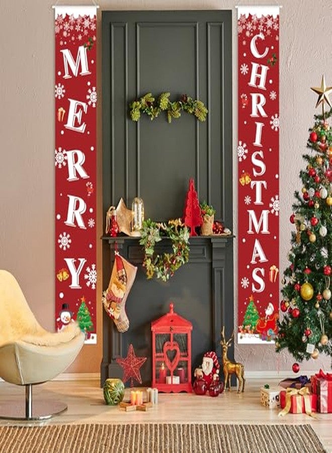 Sophena Christmas Decoration Merry Christmas Door Banner Porch Signs Welcome Banner for Home Holiday Winter Xmas Santa Backdrop Hanging Decor Yard Sign for Front Door Wall Cover Party Supplies Outdoor Indoor - Image 5