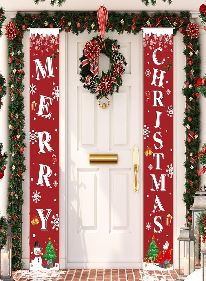 Sophena Christmas Decoration Merry Christmas Door Banner Porch Signs Welcome Banner for Home Holiday Winter Xmas Santa Backdrop Hanging Decor Yard Sign for Front Door Wall Cover Party Supplies Outdoor Indoor - Image 2