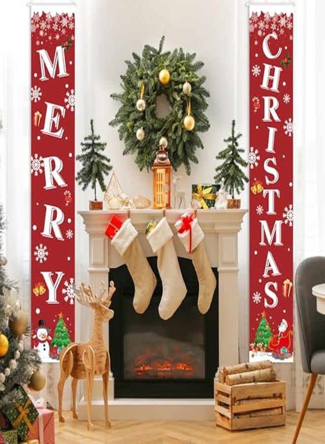 Sophena Christmas Decoration Merry Christmas Door Banner Porch Signs Welcome Banner for Home Holiday Winter Xmas Santa Backdrop Hanging Decor Yard Sign for Front Door Wall Cover Party Supplies Outdoor Indoor - Image 4