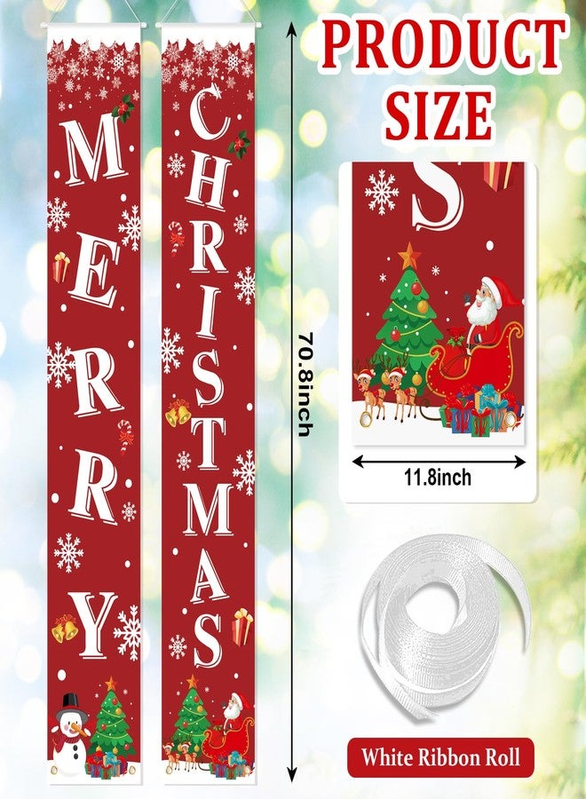 Sophena Christmas Decoration Merry Christmas Door Banner Porch Signs Welcome Banner for Home Holiday Winter Xmas Santa Backdrop Hanging Decor Yard Sign for Front Door Wall Cover Party Supplies Outdoor Indoor - Image 3