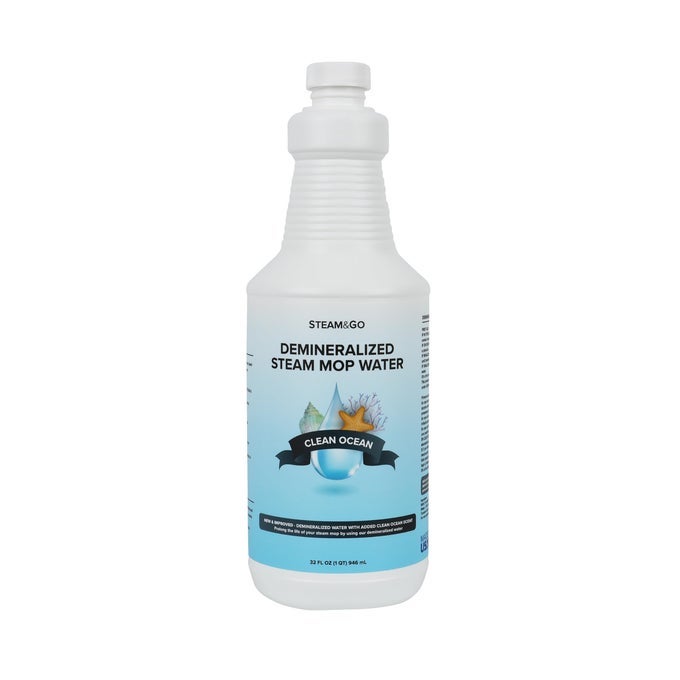STEAM GO DEMINERALIZED WATER MULTISURFACE CLEANER PVCFREE READYTOUSE FOR MOPS FLOOR STEAMERS IDEAL FOR KITCHEN BATHROOM HOME SURFACES CLEAN OCEAN SCENT 32OZ PACK OF 1