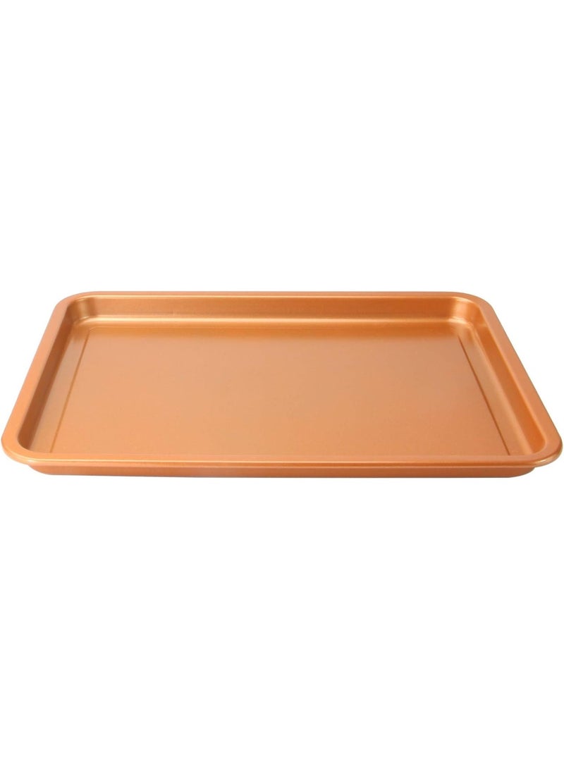 Copper Crisper Tray Non Stick Oven Baking Tray With Elevated Mesh Crisping Grill Basket 2 Piece Set Gold - Image 5