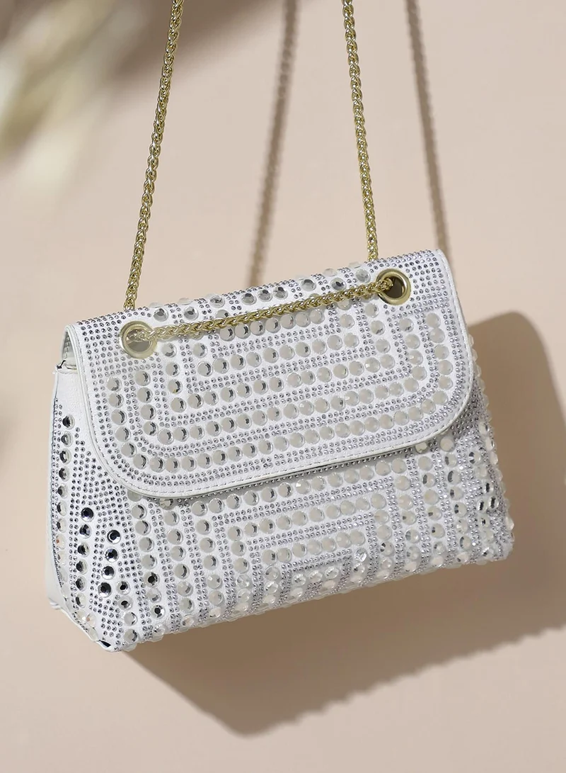 Haute Sauce All Over Studs Handbag - White