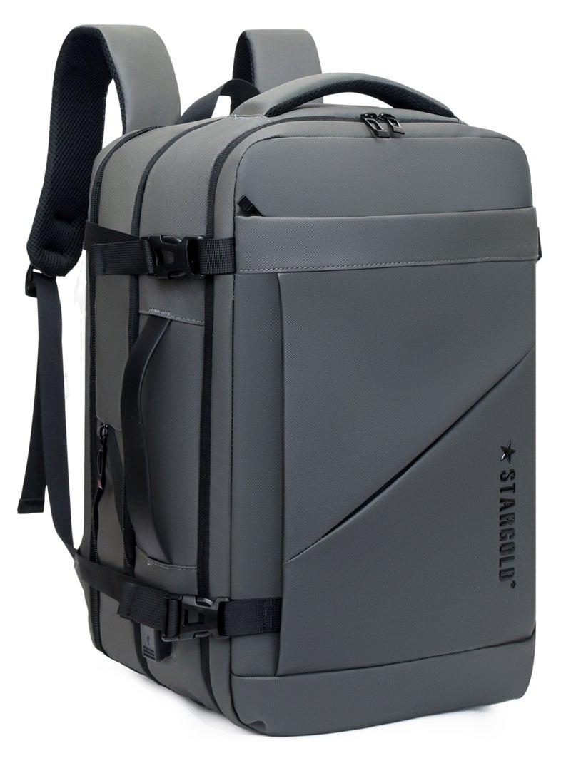 ستارجولد حقيبة ظهر مقاس 18 بوصة مع جيب أمامي ومنفذ شحن USB وتصميم قابل للتوسيع وجيب شبكي جانبي وأربعة مشابك للسفر - Image 2