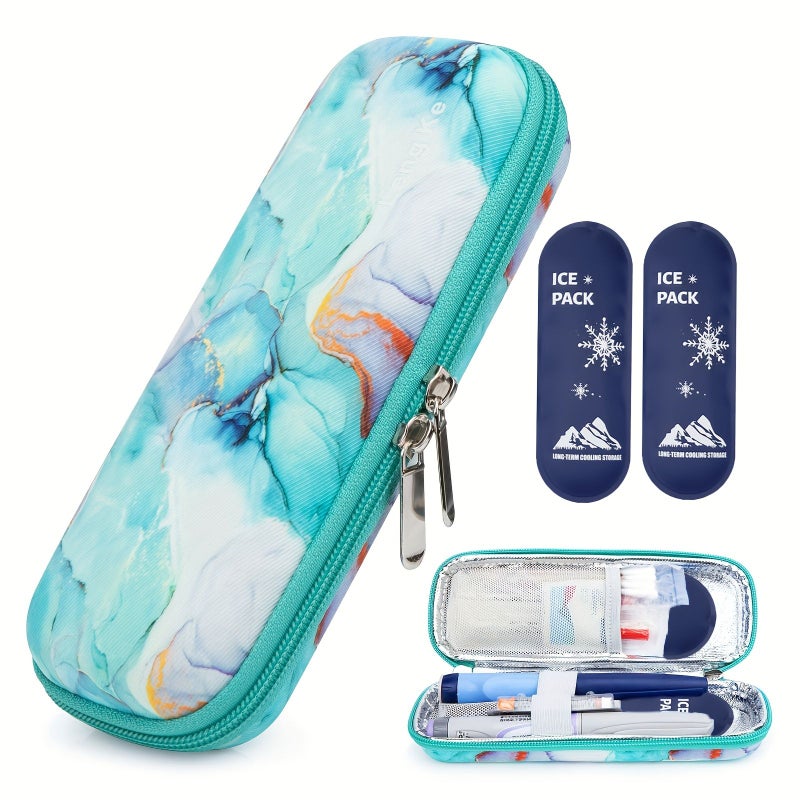 Pink Insulin Cooler Travel Case With 2 Reusable Ice Packs For Diabetic Storage - Image 2