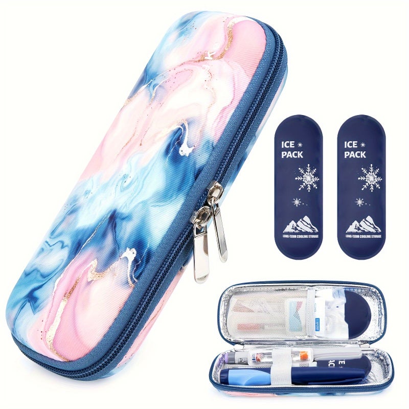 Pink Insulin Cooler Travel Case With 2 Reusable Ice Packs For Diabetic Storage - Image 3