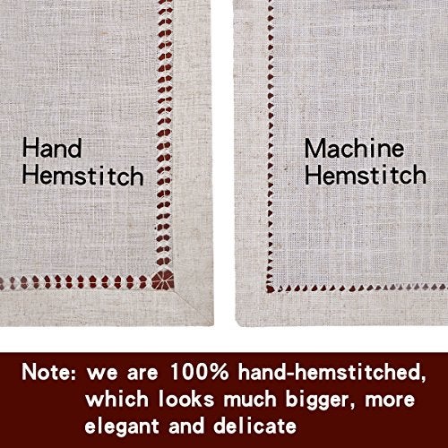 Grelucgo Small Double Hemstitch Solid Color Natural Tablecloth for Coffee Table, Round 36 Inch - Image 4