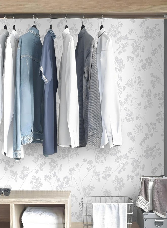 Guvana Peel and Stick Wallpaper Grey White Wall Paper Self Adhesive Removable Wallpaper for Bathroom Bedroom Modern Boho Floral Contact Paper for Cabinets and Drawers Waterproof Vinyl 17.3"×78.7" - Image 2