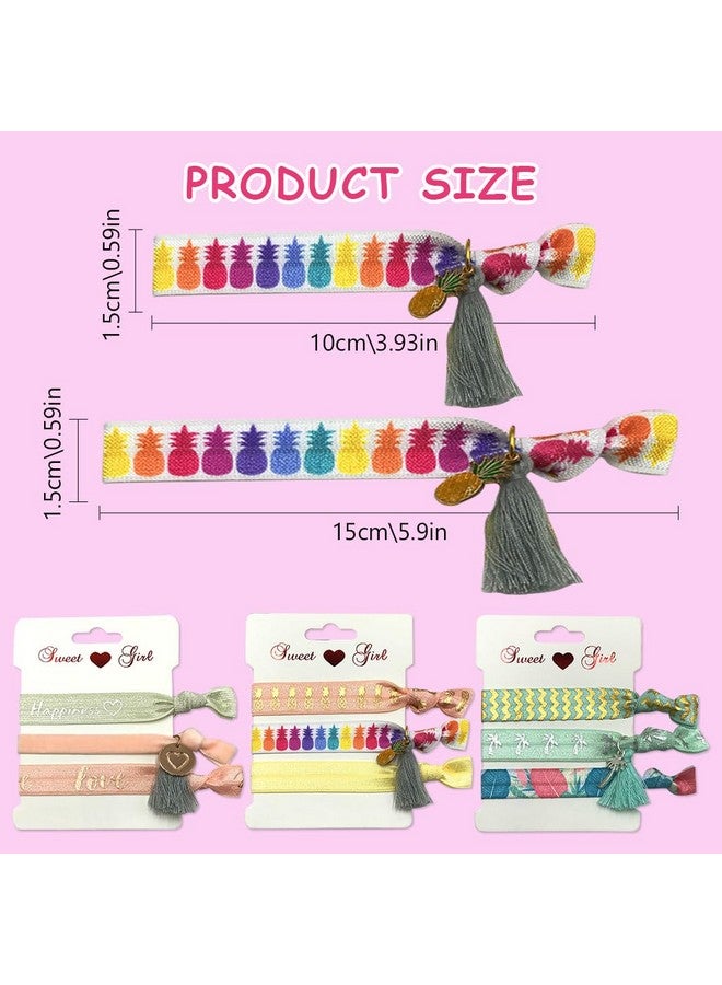 PALAY PALAY® 9 Pcs Hair Ties for Women Cute Print Elastic No Break Cloth Hair Bands Knotted Ponytail Holders Used As Friendship Best Friend Bracelets Band Hair Accessories for Women and Girls - Image 2
