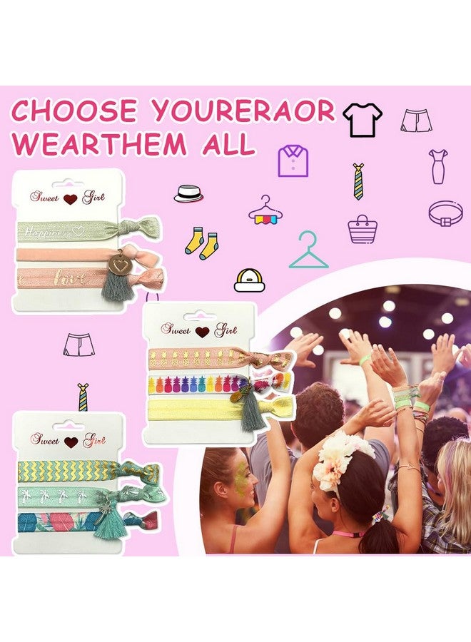 PALAY PALAY® 9 Pcs Hair Ties for Women Cute Print Elastic No Break Cloth Hair Bands Knotted Ponytail Holders Used As Friendship Best Friend Bracelets Band Hair Accessories for Women and Girls - Image 5
