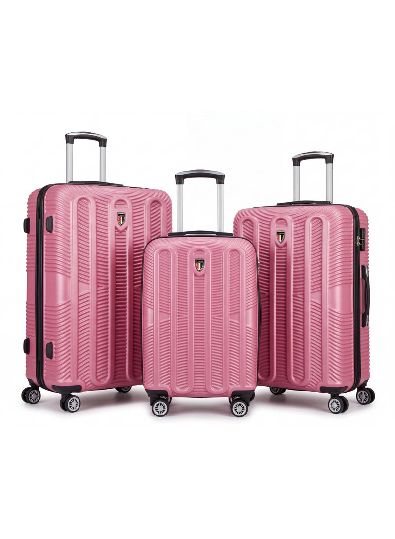 Asfar XT-124 Set of 3 Luggage Bags (28/24/20) Inch | Hard Case Travel Bag Trolley Luggage ABS Lightweight Suitcase with 4 Spinner Wheels| Pink - Image 1