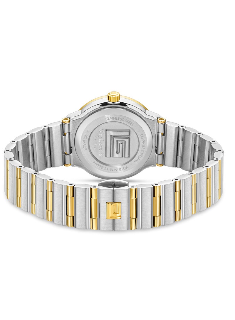 Guy Laroche Sacha Watch for Women with Silver and Gold Stainless Steel Bracelet 32 mm 5 Atm  - Image 3
