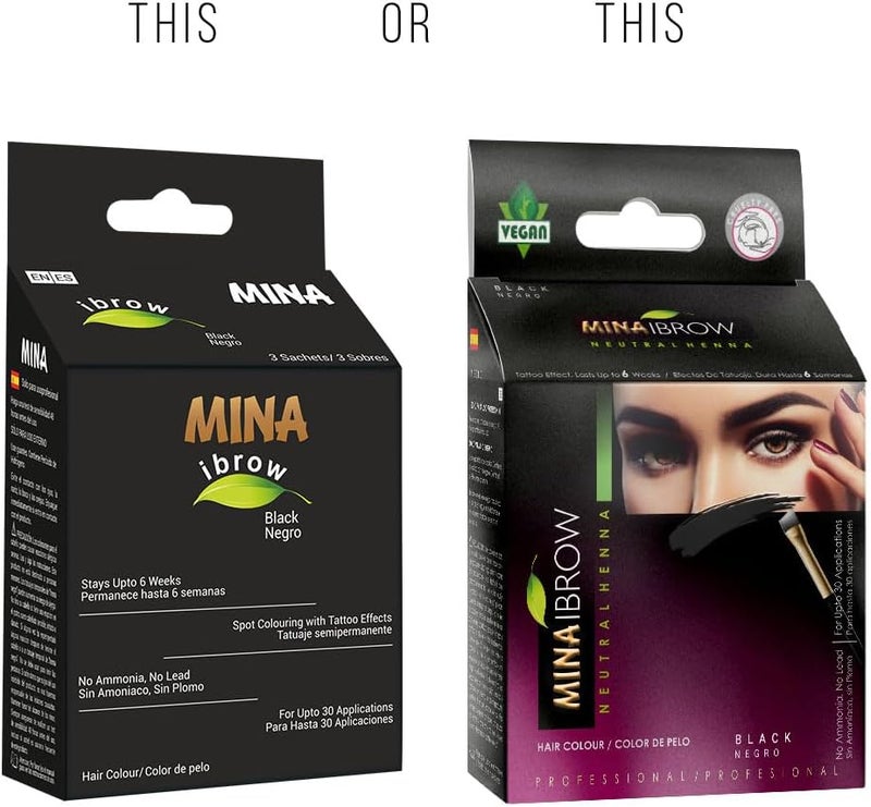 MinaiBrow Mina ibrow Hair Color |Natural Spot coloring Hair Tinting Powder, Water and Smudge Proof | No Ammonia, No Lead with 100% Gray Converge | Black Tint kit | Upto 30 Applications. - Image 2