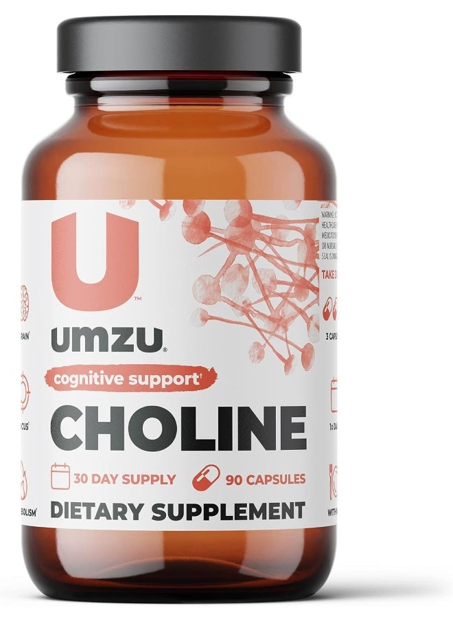 UMZU - Choline - Cognitive And Hormonal Supplement to Support Cognition, Nervous System Function, Healthy Hormonal Balance, and Metabolism - (30 Day Supply 90 Capsules) - Image 1