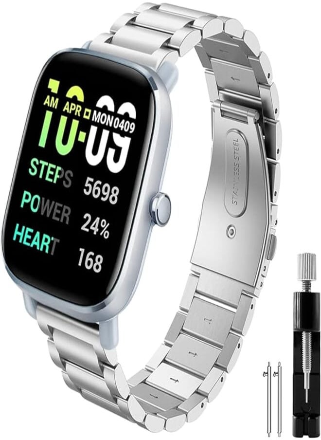 Syxinn - Syxinn Bracelet for Amazfit GTS 2 Mini/GTS 2/GTS 2e Bracelet, Amazfit GTS 3/3 Mini/GTS 4/GTS 4 Mini Bracelet 20 mm Stainless Steel Metal Watch Strap for Amazfit Bip 3/Bip 3 Pro/Bip S/Bip Lite for Men - Image 1
