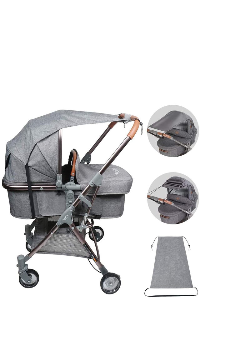 SOLARAE Baby Sun Shade Cover and Sleep Shade for Baby Stroller & Joggers, Toddler Awning Anti-UV Protection Umbrella and Universal with Adjustable Strap, Blocks The Sun's Rays Dark gray - Image 1
