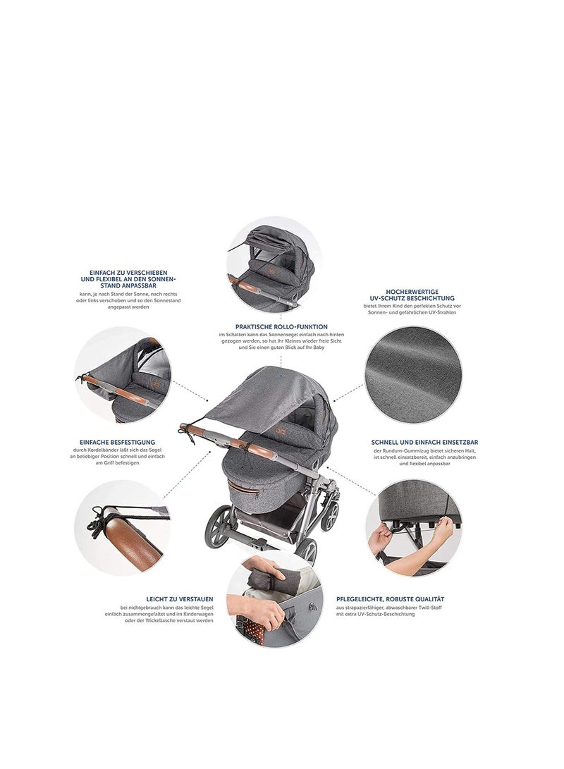 SOLARAE Baby Sun Shade Cover and Sleep Shade for Baby Stroller & Joggers, Toddler Awning Anti-UV Protection Umbrella and Universal with Adjustable Strap, Blocks The Sun's Rays Dark gray - Image 3