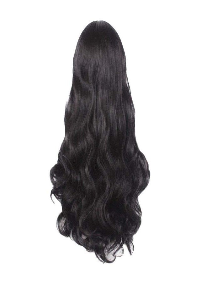 لاش لوكس شعر مستعار صناعي كامل وجذاب من LUSH LOCKS® للنساء/السيدات، طوله 70 سم، لونه أسود، طويل ومجعد طبيعي، مناسب للتنكر/الأزياء التنكرية/الأنمي/الحفلات/مع غرة (70 سم، مجعد، أسود) - Image 5