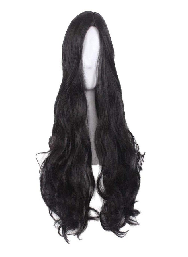لاش لوكس شعر مستعار صناعي كامل وجذاب من LUSH LOCKS® للنساء/السيدات، طوله 70 سم، لونه أسود، طويل ومجعد طبيعي، مناسب للتنكر/الأزياء التنكرية/الأنمي/الحفلات/مع غرة (70 سم، مجعد، أسود) - Image 4