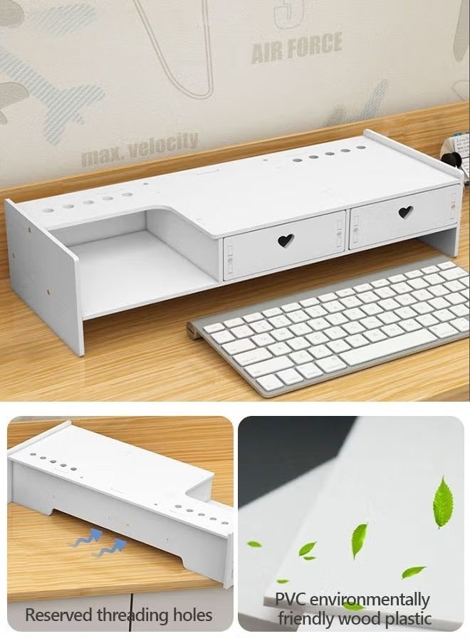 Monitor Stand Riser,2-Tier Computer Desk Organizer With Drawers,For Computer,TV,Printer,Office Supplies  Accessories With Pen Slot - Image 4