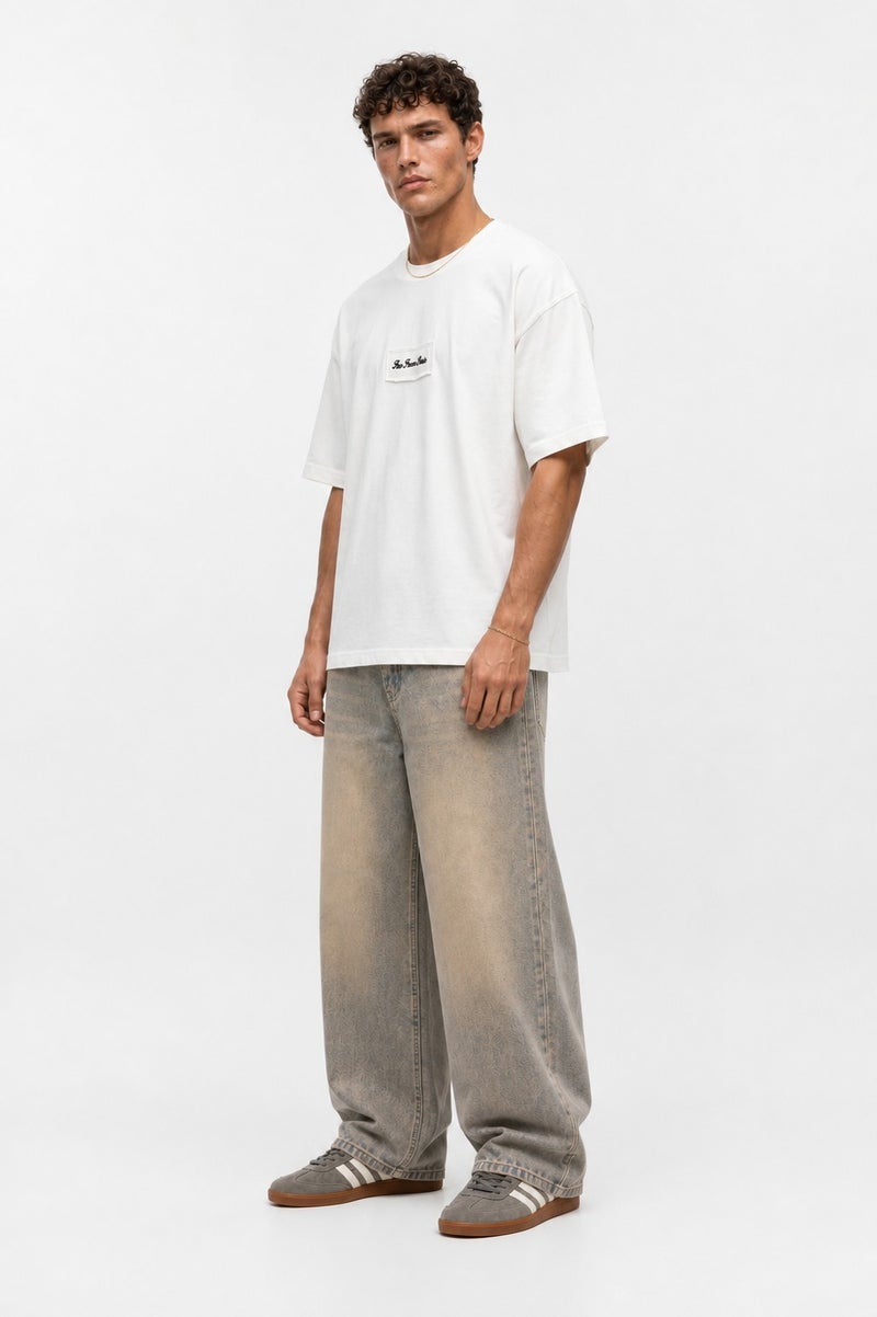 RESPIRE Men's FFB Embroidered Oversize T-Shirt, Ecru - Image 5