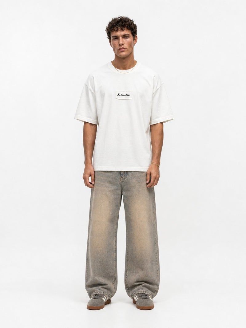 RESPIRE Men's FFB Embroidered Oversize T-Shirt, Ecru - Image 2