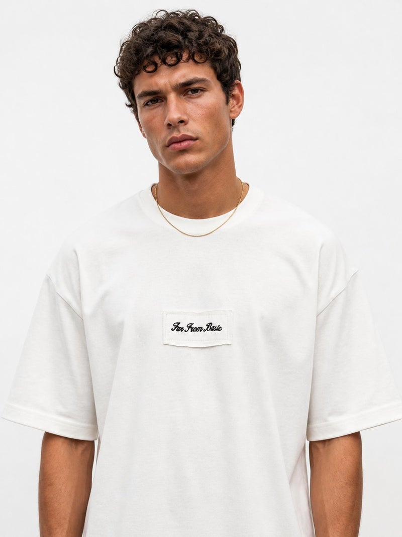 RESPIRE Men's FFB Embroidered Oversize T-Shirt, Ecru - Image 3
