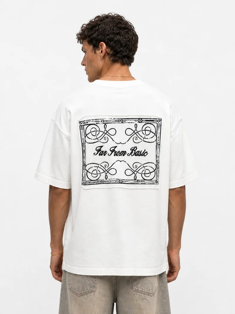 Respire Men's FFB Embroidered Oversize T-Shirt, Ecru