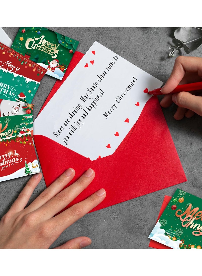 تشيلور مجموعة من ١٢ بطاقة معايدة لعيد الميلاد مع مظاريف، بطاقات بريدية لعيد الميلاد، بطاقات معايدة لعيد الميلاد المجيد، بطاقات خيرية للعائلة والأطفال والأصدقاء، عبوة متعددة - ٦ تصاميم مختلفة لشجرة عيد الميلاد - Image 4