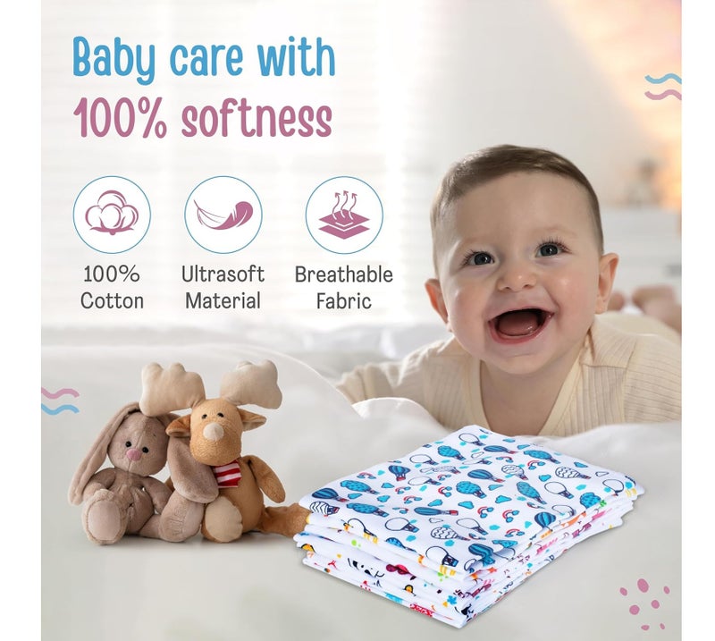 LuvLap Hosiery Cotton Cloth Premium Baby Washcloth for New Born Washable (22 cm x 22 cm), Reusable, Absorbent, Extra Soft Face Towels/Washcloth for Babies, Cherry Print, Pack of 7 Pcs, Multicolour - Image 3
