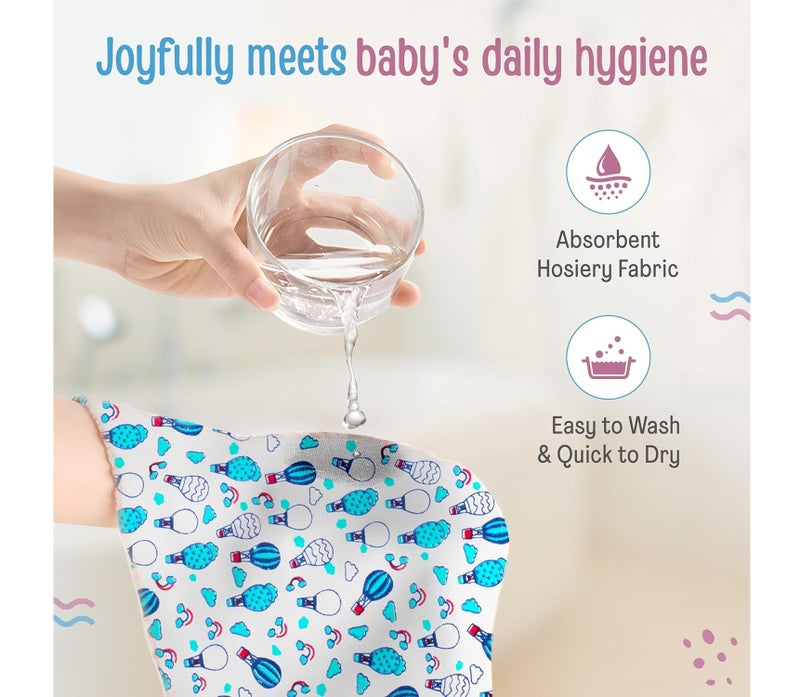 LuvLap Hosiery Cotton Cloth Premium Baby Washcloth for New Born Washable (22 cm x 22 cm), Reusable, Absorbent, Extra Soft Face Towels/Washcloth for Babies, Cherry Print, Pack of 7 Pcs, Multicolour - Image 5