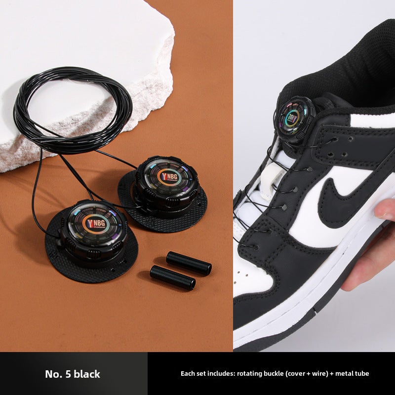 New Easy-Twist Shoe Lace Clip Sport Lazy Laces No. 5 Black - Image 1