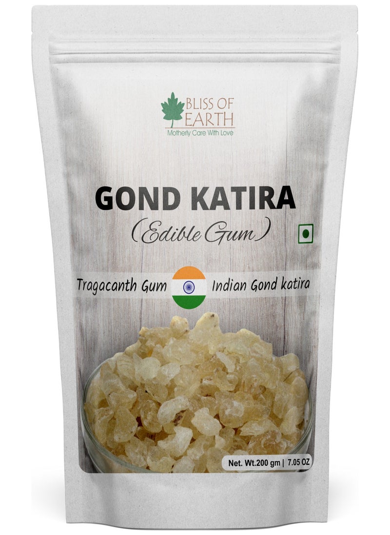 BLISS OF EARTH Gond Katira Edible Gum Tragacanth Gum Gond for Laddu Making and Sweets 200g  - Image 1