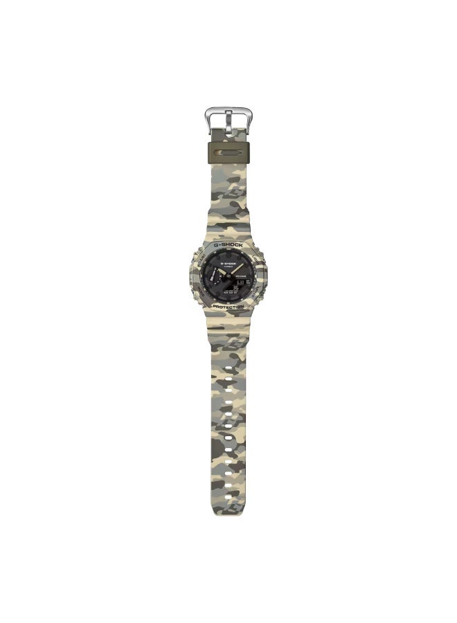 G-SHOCK Analog-Digital Men’s Watch GA-2100CM-5, 45.4 mm Beige Camouflage Carbon Core Guard Case & Bio-Based Resin Strap, Shock-Resistant, LED Light, 200 m WR - Image 4