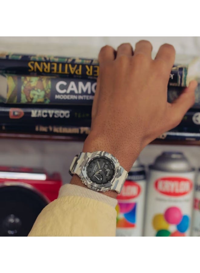 G-SHOCK Analog-Digital Men’s Watch GA-2100CM-5, 45.4 mm Beige Camouflage Carbon Core Guard Case & Bio-Based Resin Strap, Shock-Resistant, LED Light, 200 m WR - Image 2