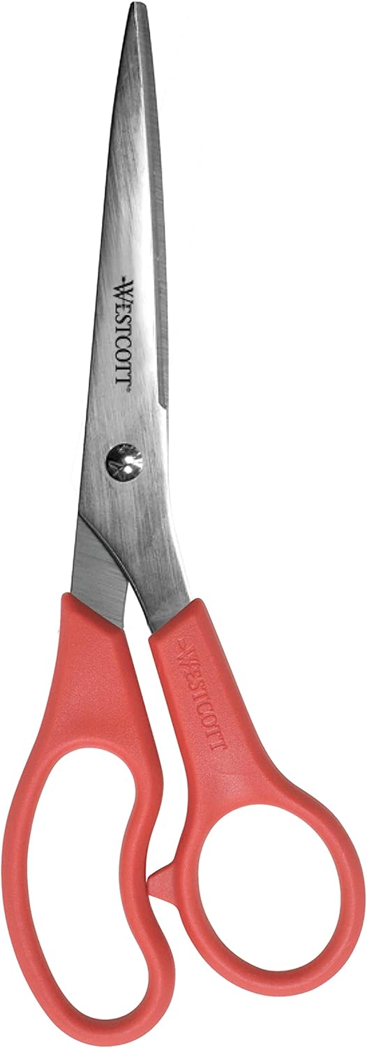 Westcott 8 All Purpose Value Stainless Steel Straight Scissors Red - Image 1